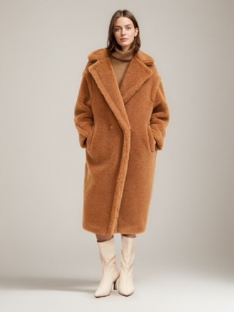 Teddy Coat Με Οδοντωτό Πέτο Longline Faux Fur Outerwear Για Γυναίκες