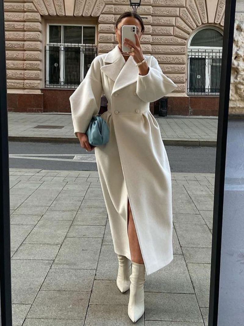 White Wrap Coat Για Γυναικεία Χειμερινά Εξωτερικά Ενδύματα