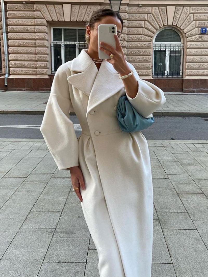 White Wrap Coat Για Γυναικεία Χειμερινά Εξωτερικά Ενδύματα - Λευκό