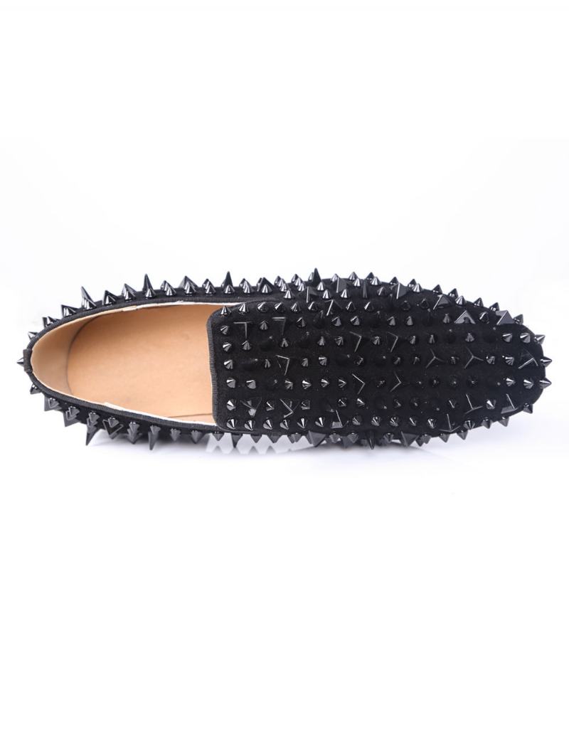 Ανδρικά Black Spike Loafers Prom Party Γαμήλια Παπούτσια With Riverts - Μαύρος