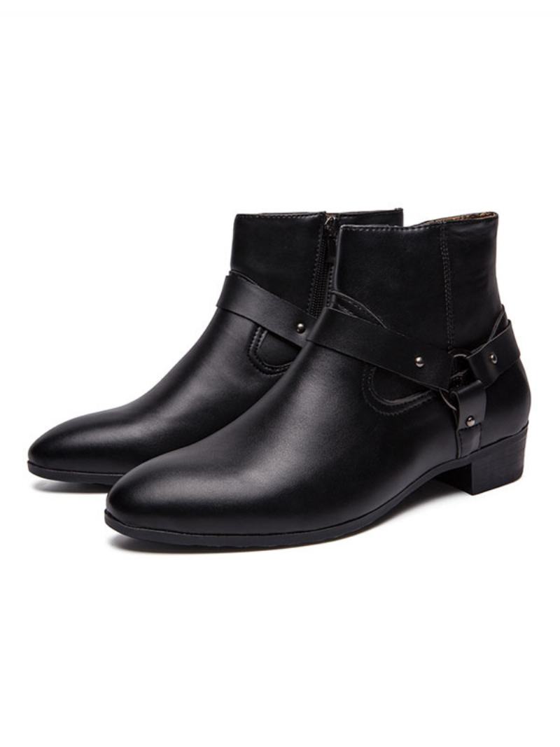 Ανδρικά Chelsea Boots Fabulous Buckle Pu Δερμάτινα Μυτερά Μποτάκια