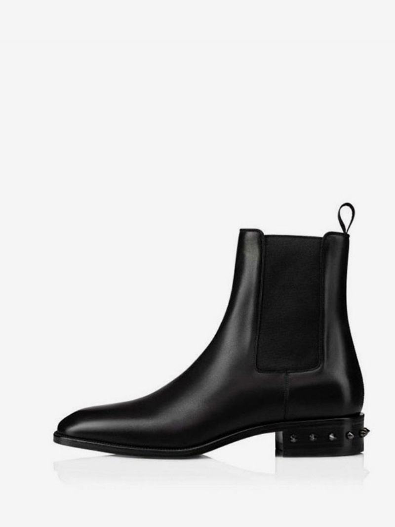 Ανδρικά Chelsea Boots Μαύρα Τετράγωνα Δάχτυλα Ankle Prom Spikes Heel