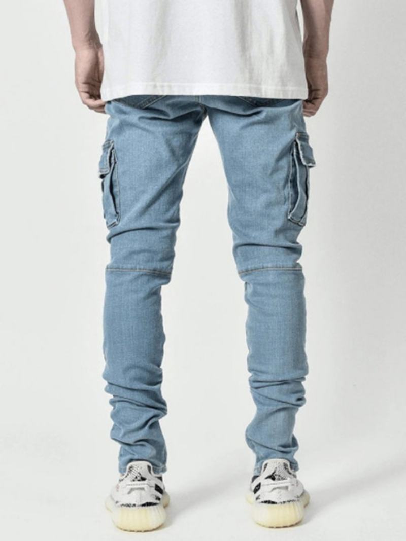 Ανδρικά Jeans Casual Distressed Antique Σχέδιο Skinny Light Blue Τζιν Παντελόνι - Ανοιχτό Μπλε Του Ουρανού