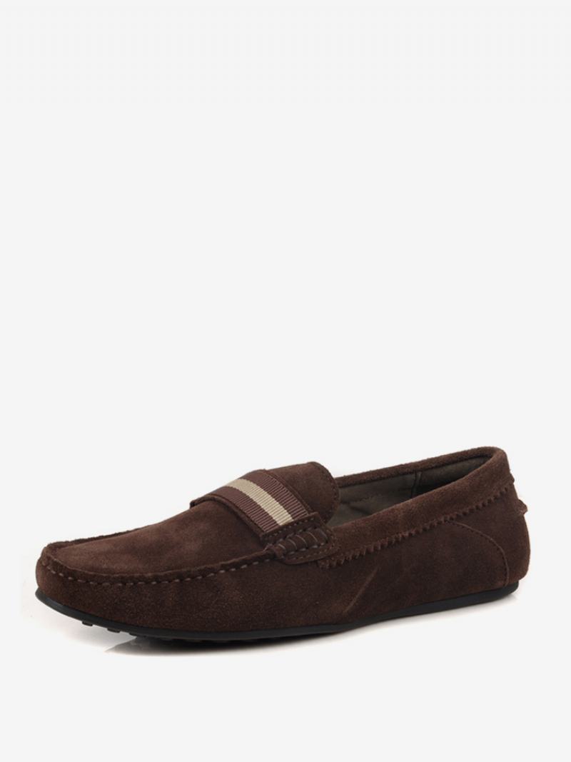 Ανδρικά Loafer Slip On Από Δέρμα Αγελάδας - Καφέ Καφέ