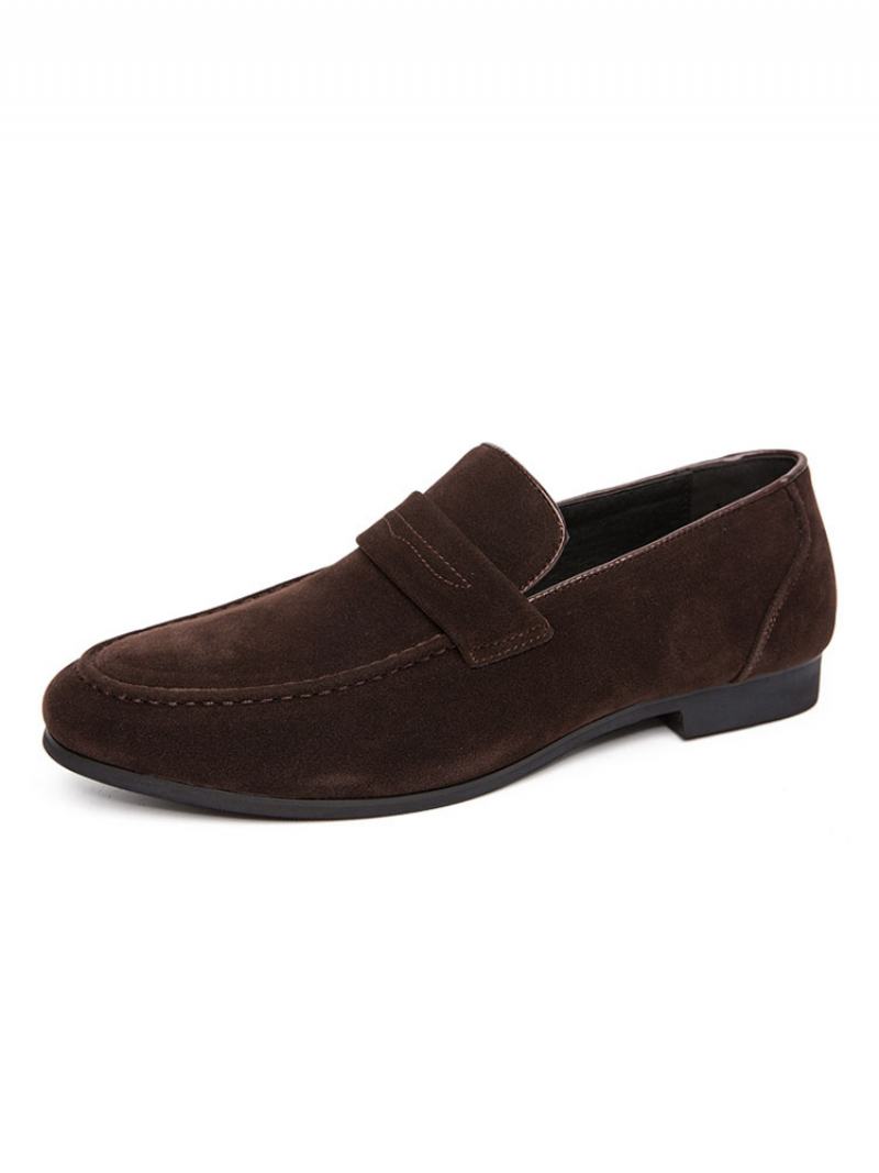 Ανδρικά Loafers Penny Με Faux Suede Prom Party Γαμήλια Παπούτσια - Καφέ Καφέ