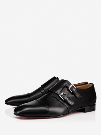 Ανδρικά Loafers Φόρεμα Cap Toe Monk Strap Σε Μαύρα Νυφικά Παπούτσια Prom Party