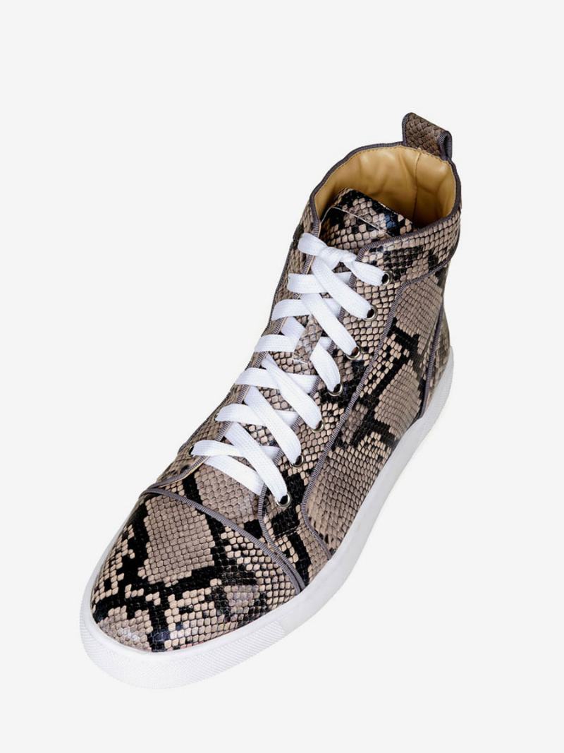 Ανδρικά Snakeskin High Top Sneakers Παπούτσια Skateboard - Καφέ Καφέ