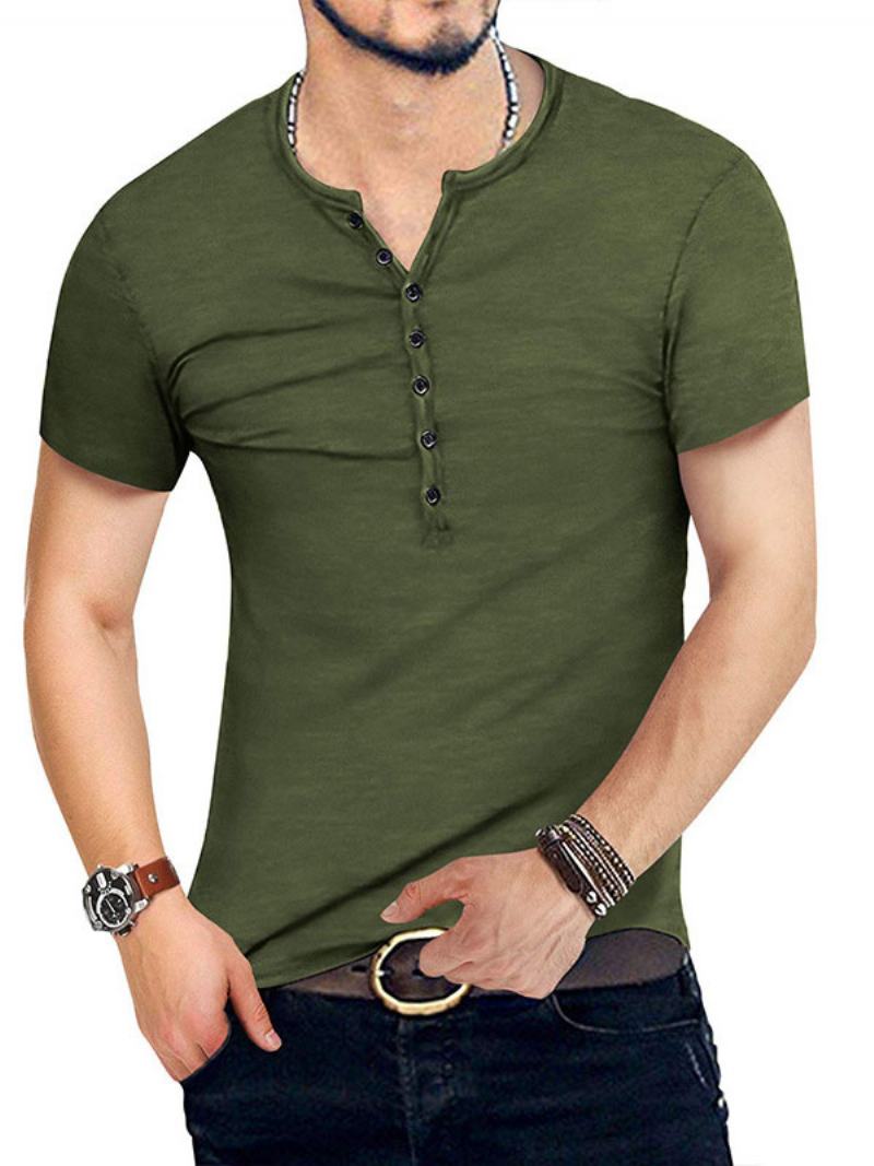 Ανδρικά T-shirts Casual Jewel Neck Oversized Κοντά Μανίκια - Hunter Green