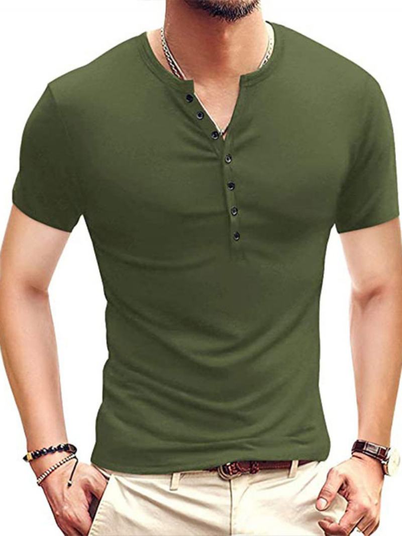 Ανδρικά T-shirts Casual Jewel Neck Oversized Κοντά Μανίκια - Hunter Green