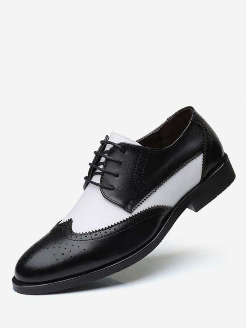 Ανδρικά Δίχρωμα Wingtip Derbys Wedding Dress Derby Formal Παπούτσια Σε Μαύρο Χρώμα - Μαύρο