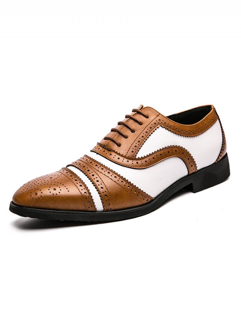 Ανδρικά Δίχρωμα Καφέ Brogue Oxfords Wedding Dress Παπούτσια Prom