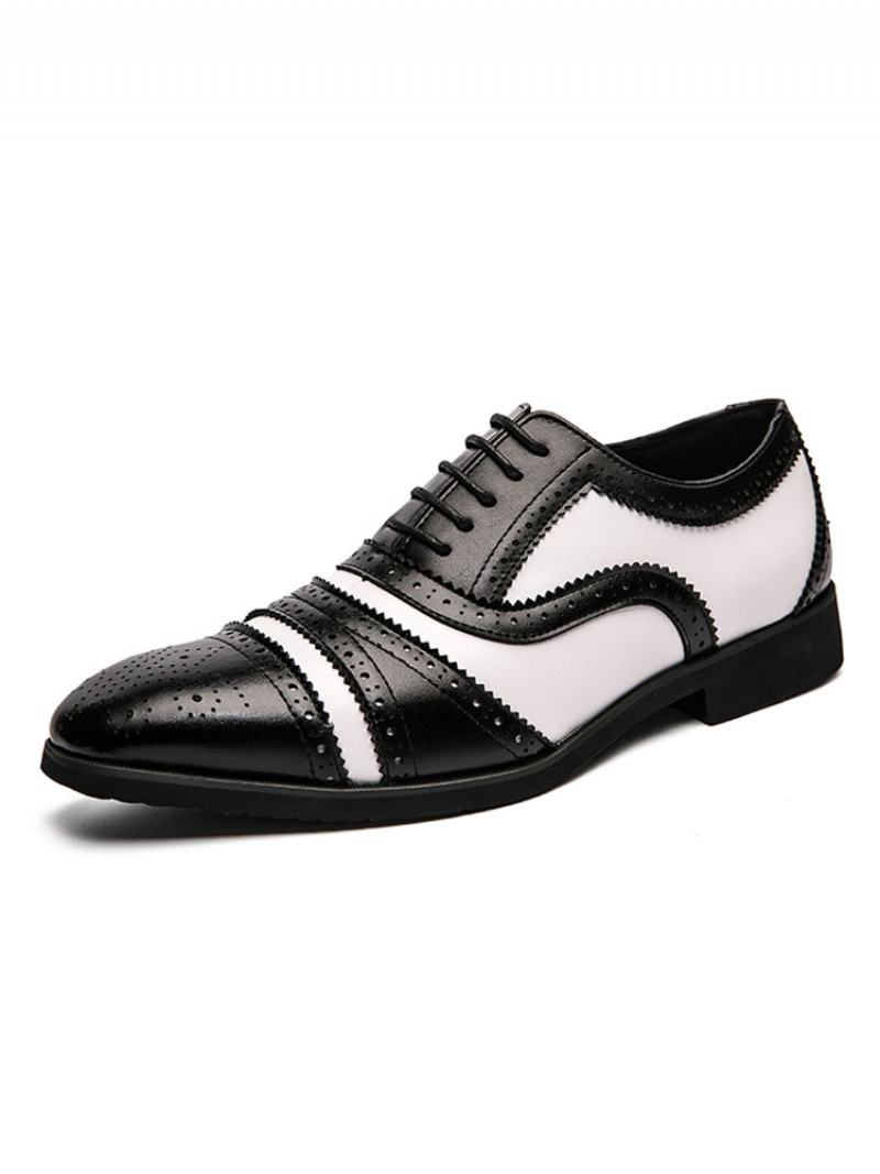 Ανδρικά Δίχρωμα Καφέ Brogue Oxfords Wedding Dress Παπούτσια Prom - Μαύρο