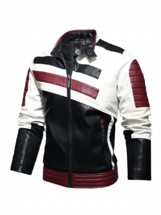 Ανδρικά Δερμάτινα Μπουφάν Pu Windbreaker Βουργουνδίας Fashion Cool Winter Cools