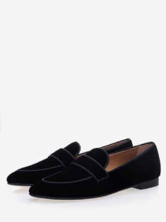 Ανδρικά Μαύρα Loafers Suede Στρογγυλά Παπούτσια Για Γάμους Στο Prom Party