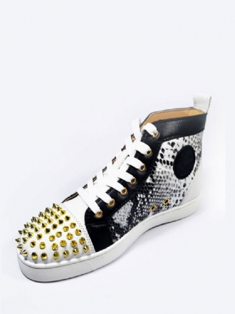 Ανδρικά Μαύρα Snakeskin High Top Sneakers Παπούτσια Skateboard Με Πριτσίνια