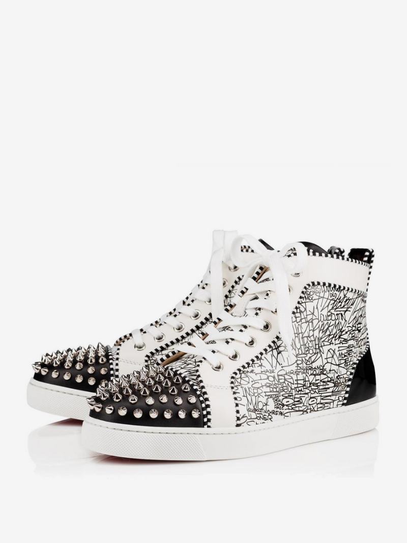 Ανδρικά Μαύρα Και Ασημί Ψηλό Topprom Party Sneakers Παπούτσια Spike