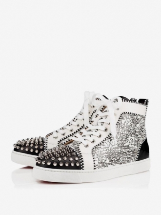 Ανδρικά Μαύρα Και Ασημί Ψηλό Topprom Party Sneakers Παπούτσια Spike