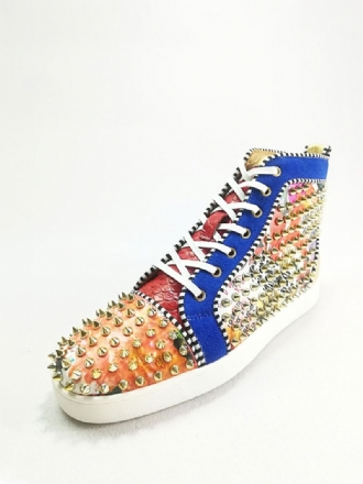 Ανδρικά Μπλε Pu Δερμάτινα High Top Prom Party Sneakers Παπούτσια Spike