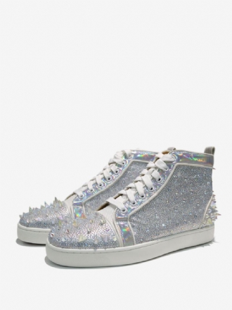 Ανδρικά Ολογραφικά Στρας High Top Prom Party Sneakers Παπούτσια Με Αιχμές