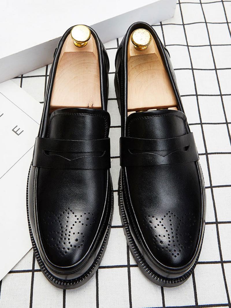 Ανδρικά Παπούτσια Brogues Penny Slip On Loafers - Μαύρο