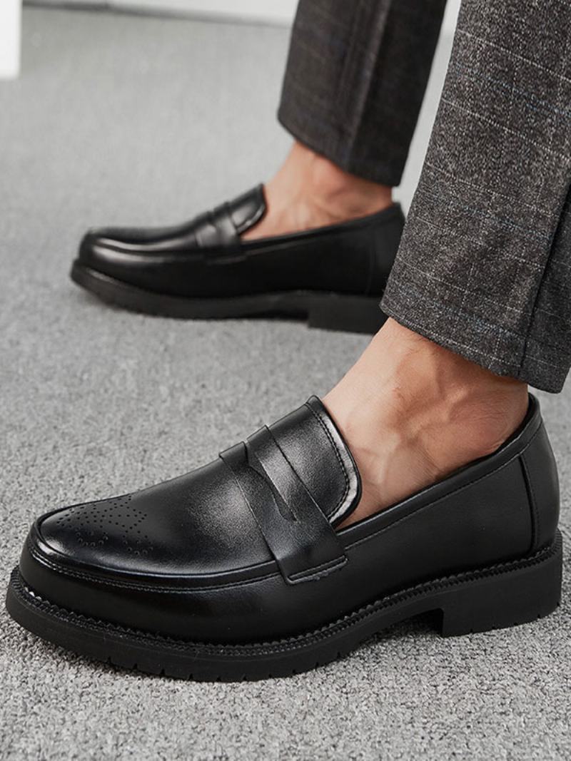 Ανδρικά Παπούτσια Brogues Penny Slip On Loafers - Μαύρο