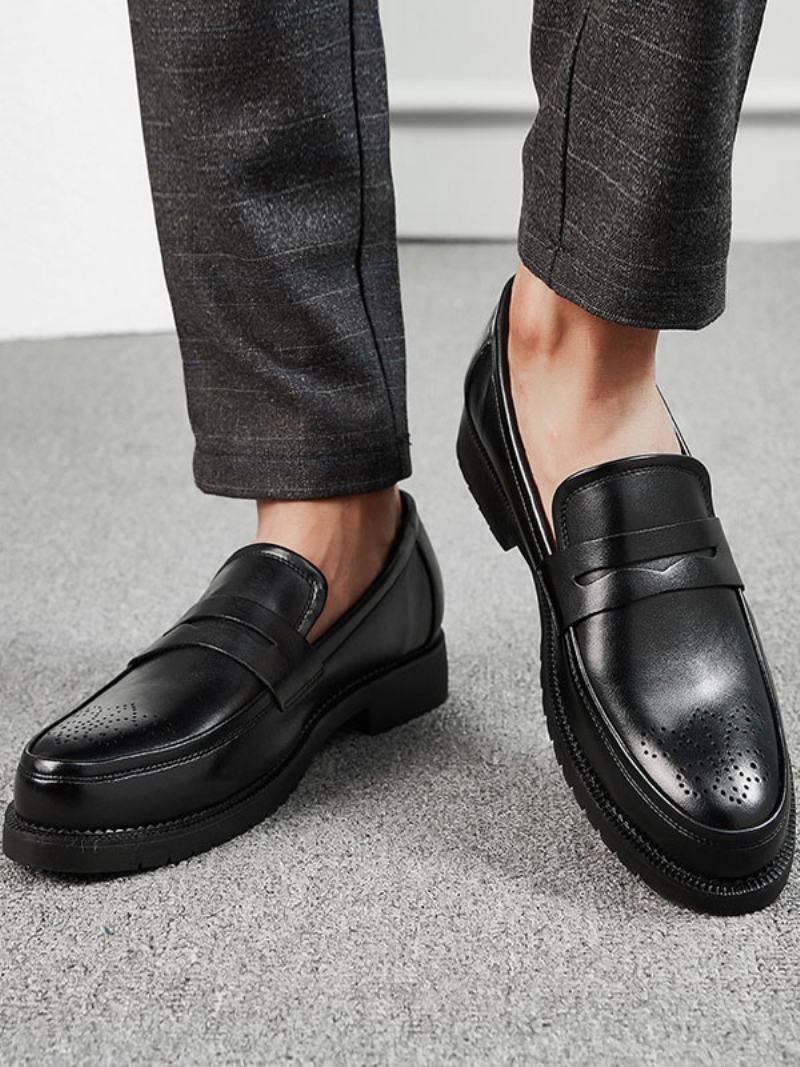 Ανδρικά Παπούτσια Brogues Penny Slip On Loafers - Μαύρο