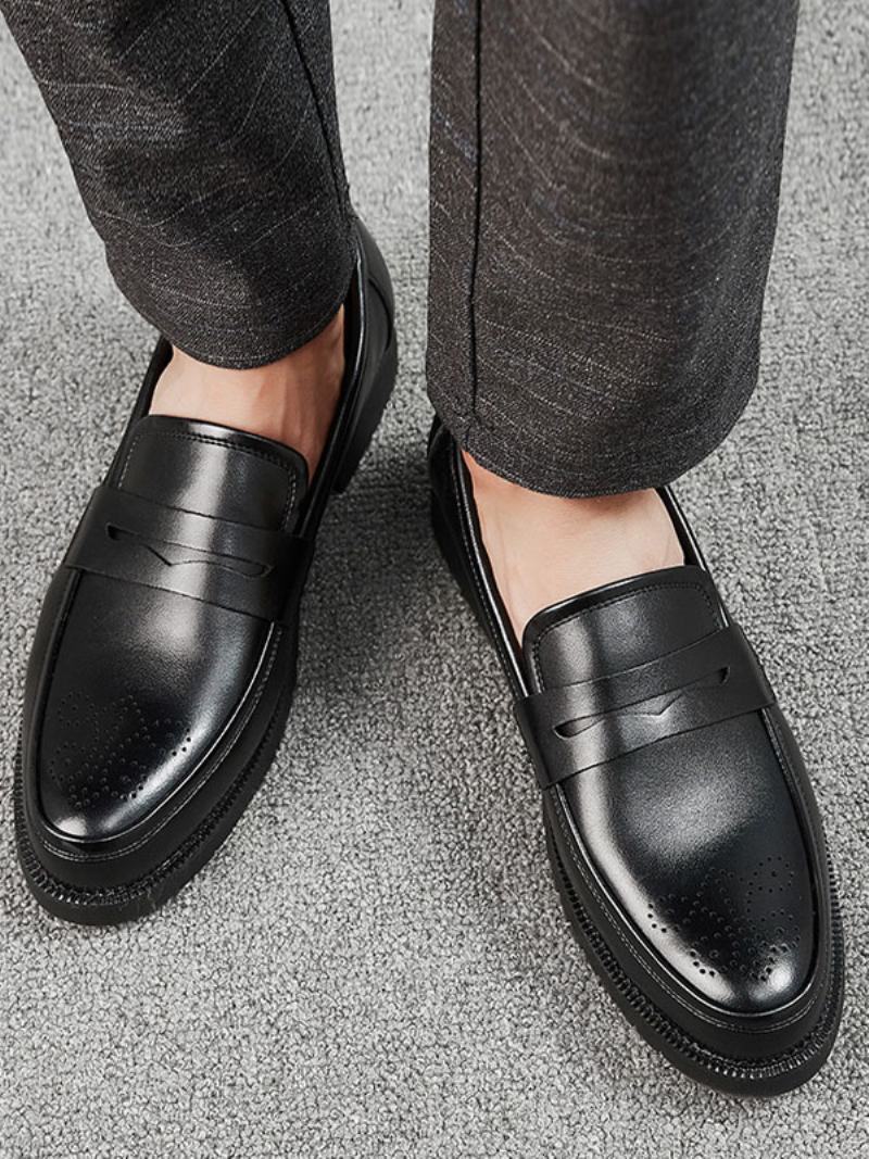 Ανδρικά Παπούτσια Brogues Penny Slip On Loafers - Μαύρο