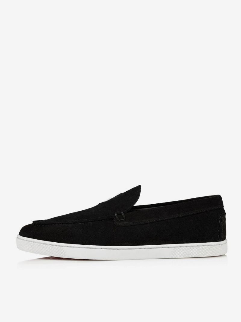 Ανδρικά Παπούτσια Casual Μαύρα Στρογγυλά Toe Slip On Loafers - Μαύρος