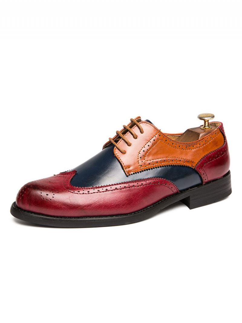 Ανδρικά Παπούτσια Derby Φόρεμα Color Block Wingtips - Κόκκινο