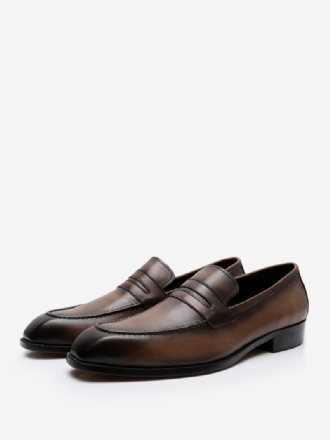 Ανδρικά Παπούτσια Loafer Cowhide Slip-on Brwon Prom Γαμήλια