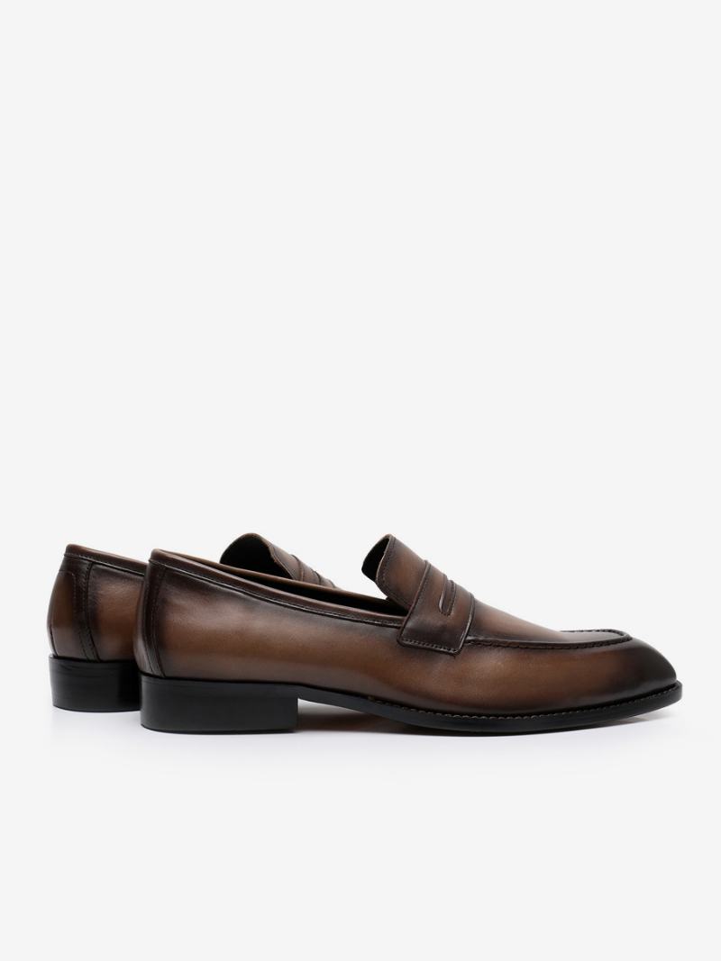 Ανδρικά Παπούτσια Loafer Cowhide Slip-on Brwon Prom Γαμήλια - Καφέ Καφέ