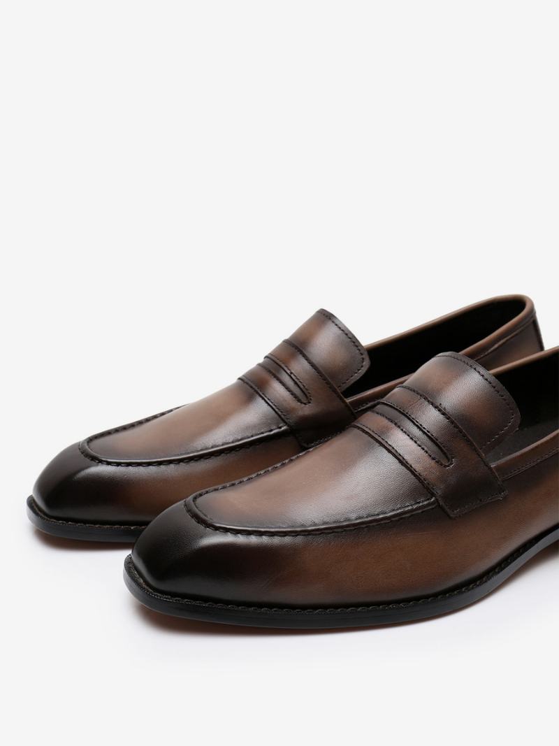 Ανδρικά Παπούτσια Loafer Cowhide Slip-on Brwon Prom Γαμήλια - Καφέ Καφέ