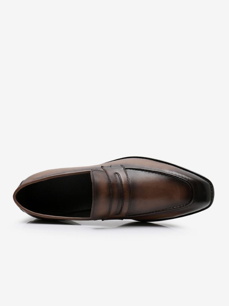 Ανδρικά Παπούτσια Loafer Cowhide Slip-on Brwon Prom Γαμήλια - Καφέ Καφέ