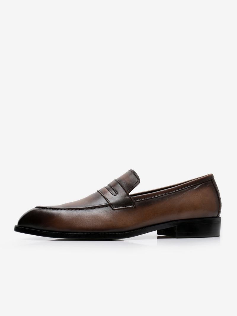 Ανδρικά Παπούτσια Loafer Cowhide Slip-on Brwon Prom Γαμήλια - Καφέ Καφέ