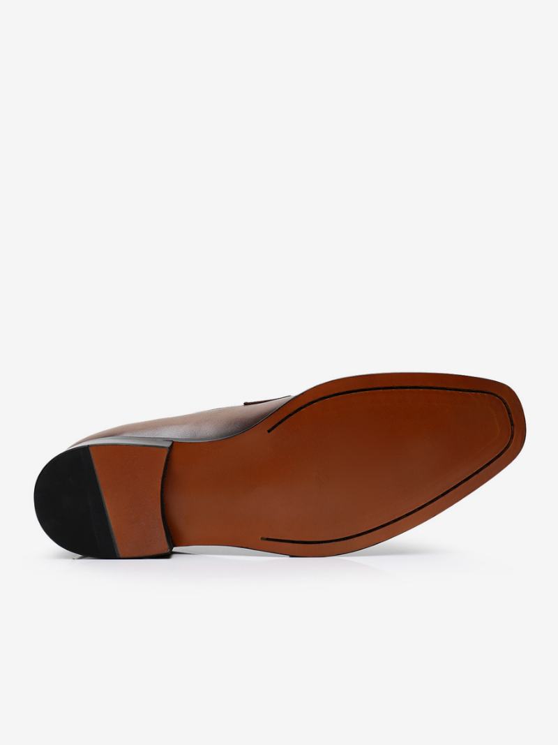 Ανδρικά Παπούτσια Loafer Cowhide Slip-on Brwon Prom Γαμήλια - Καφέ Καφέ