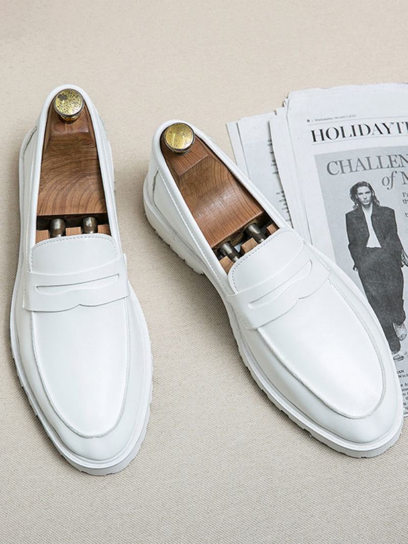 Ανδρικά Παπούτσια Loafer Cozy Pu Leather Monk Strap Slip-on - Λευκό