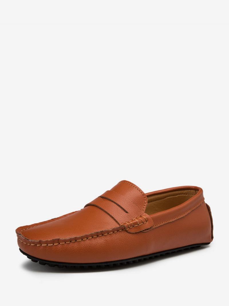 Ανδρικά Παπούτσια Loafer Slip-on Monk Strap Round Toe Pu Δερμάτινα Οδήγησης - Καφέ Καφέ