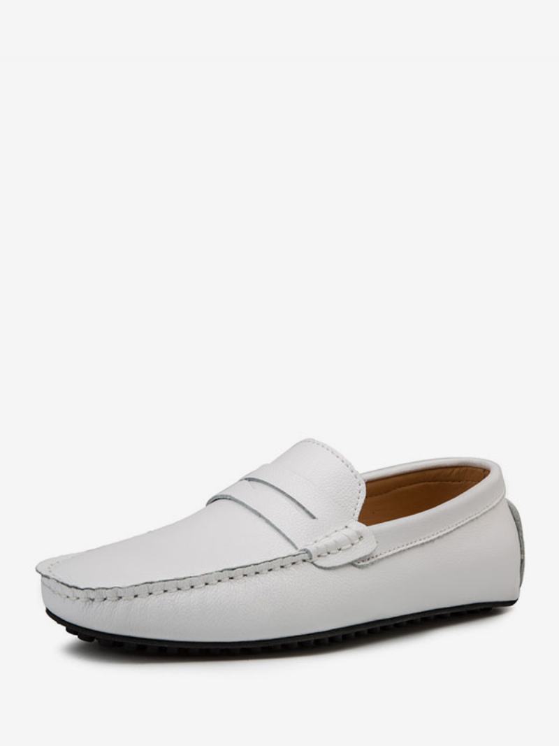 Ανδρικά Παπούτσια Loafer Slip-on Monk Strap Round Toe Pu Δερμάτινα Οδήγησης - Λευκό