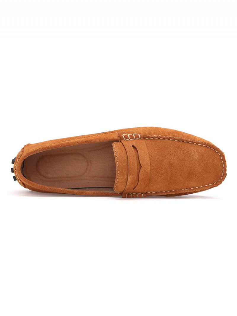 Ανδρικά Παπούτσια Loafer Slip-on Monk Strap Στρογγυλό Δέρμα Σουέτ - Ανοιχτό Καφέ