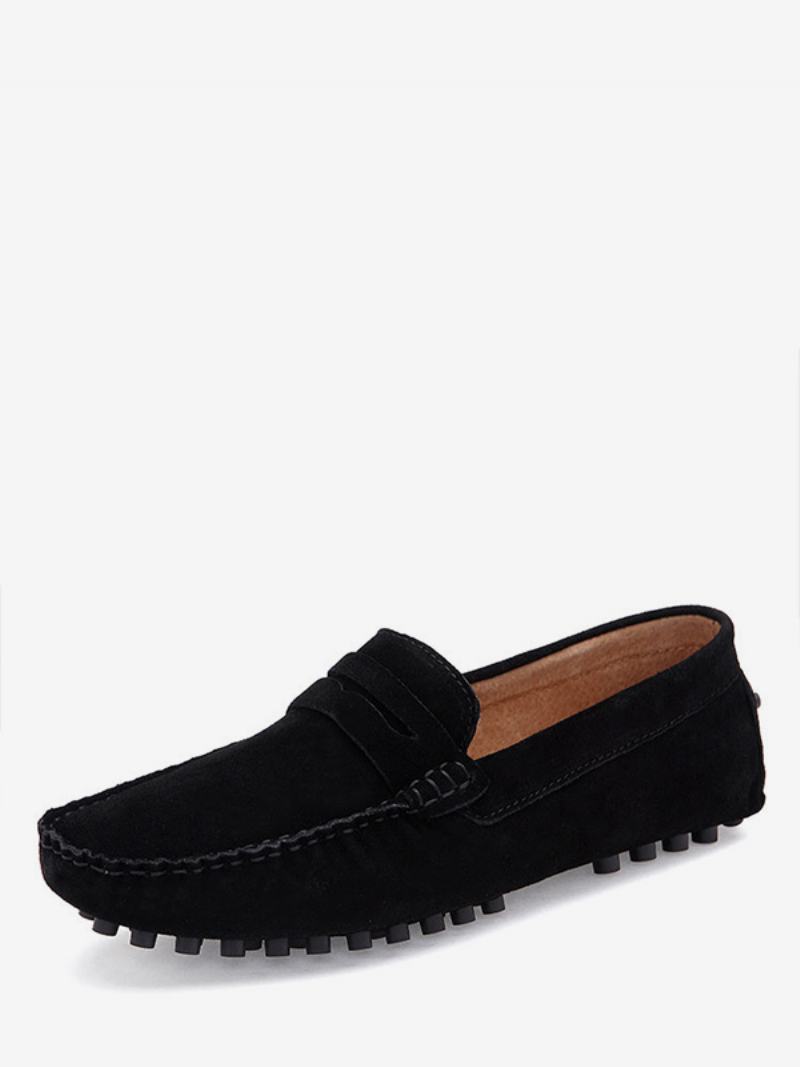 Ανδρικά Παπούτσια Loafer Slip-on Monk Strap Στρογγυλό Δέρμα Σουέτ - Μαύρο