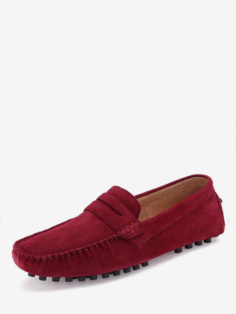 Ανδρικά Παπούτσια Loafer Slip-on Monk Strap Στρογγυλό Δέρμα Σουέτ - Βουργουνδί