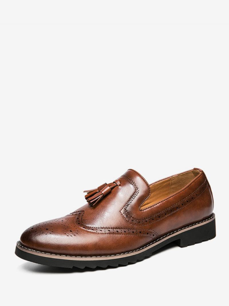 Ανδρικά Παπούτσια Loafer Slip-on Pom Δέρμα Pu Με Στρογγυλή Μύτη