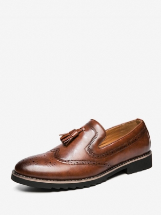 Ανδρικά Παπούτσια Loafer Slip-on Pom Δέρμα Pu Με Στρογγυλή Μύτη