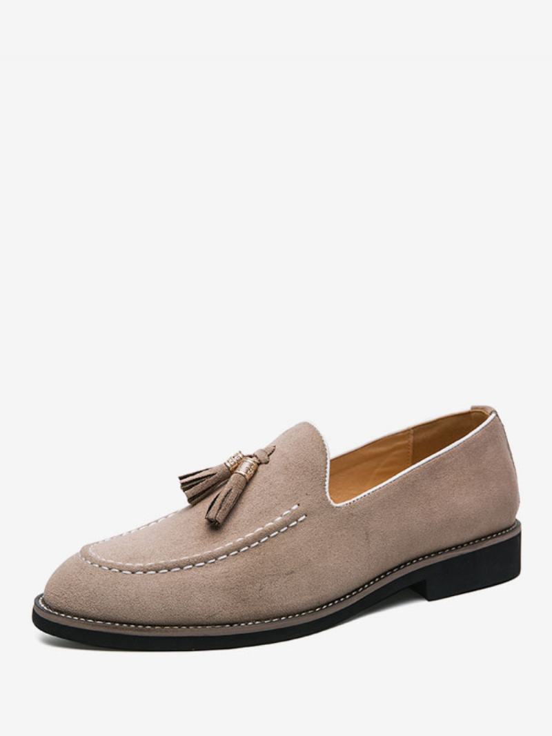 Ανδρικά Παπούτσια Loafer Slip-on Pom Δέρμα Pu Με Στρογγυλή Μύτη - Μπεζ