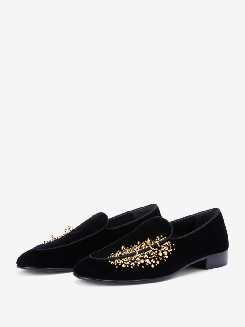 Ανδρικά Παπούτσια Loafer Slip-on Rhinestones Με Στρογγυλά Δάχτυλα Suede Δερμάτινα Πάρτι Γάμου