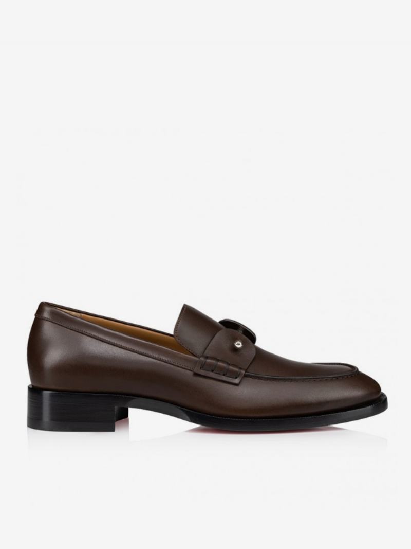 Ανδρικά Παπούτσια Loafer Slip-on Round Toe Δερμάτινα Pu Ασημένια Piercing Για Χορό Γάμου - Βυρσοδέψω