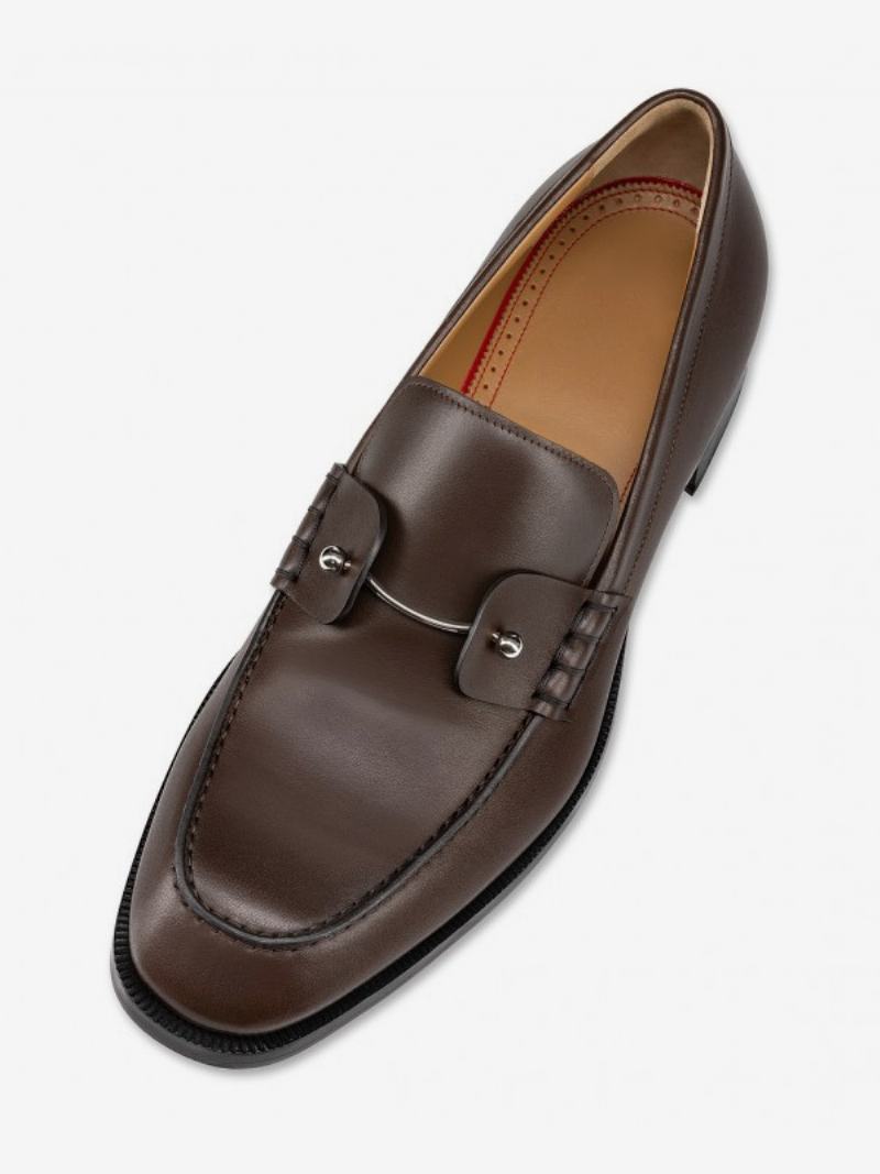 Ανδρικά Παπούτσια Loafer Slip-on Round Toe Δερμάτινα Pu Ασημένια Piercing Για Χορό Γάμου - Βυρσοδέψω