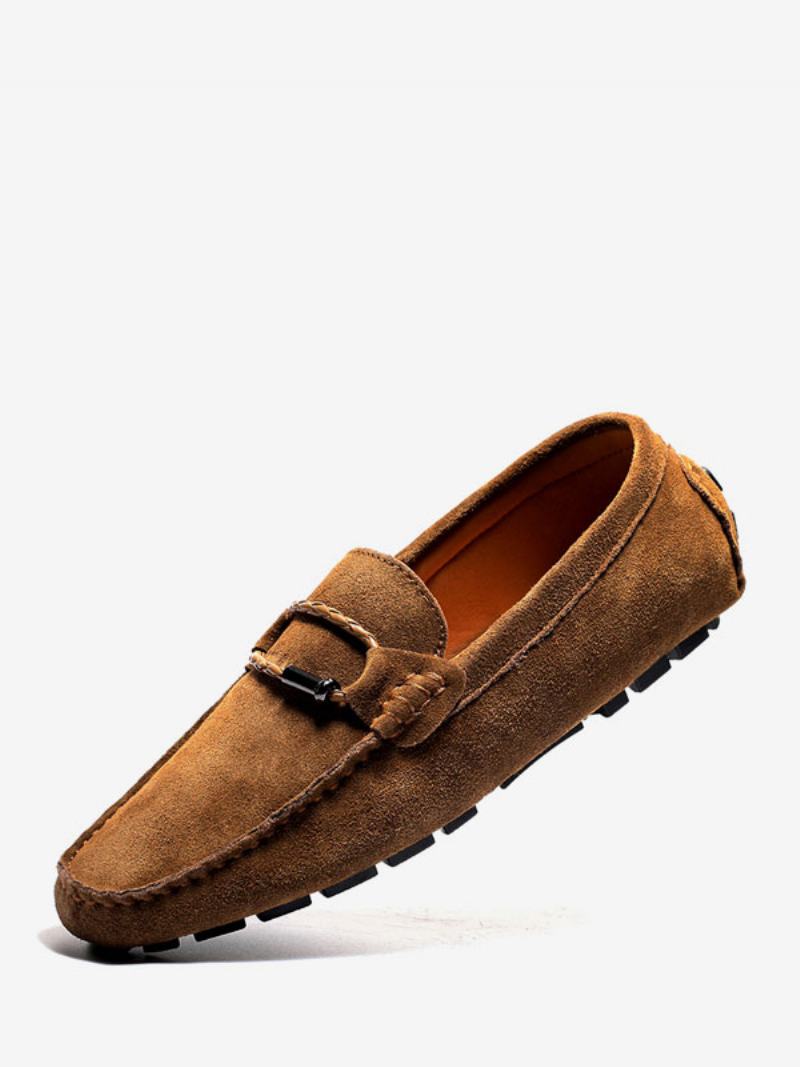 Ανδρικά Παπούτσια Loafer Slip-on Μεταλλικές Λεπτομέρειες Στρογγυλή Μύτη - Κίτρινο