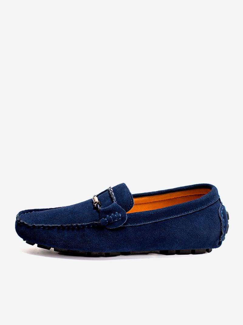 Ανδρικά Παπούτσια Loafer Slip-on Μεταλλικές Λεπτομέρειες Στρογγυλή Μύτη - Βαθύ Μπλε