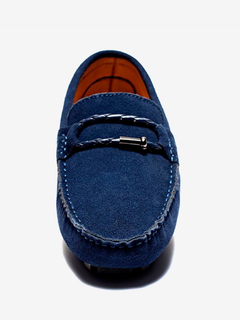 Ανδρικά Παπούτσια Loafer Slip-on Μεταλλικές Λεπτομέρειες Στρογγυλή Μύτη - Βαθύ Μπλε